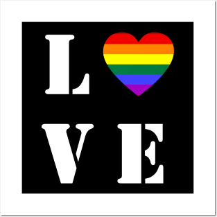 Love is Love LGBT Rainbow Flag Heart Posters and Art